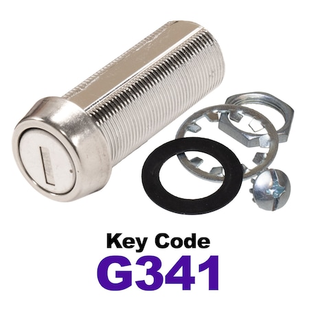 Global RV SS Compartment Lock, Cam/Blade Style, 1-3/4in Threaded Barrel, Blades not Included, Keyed to G341 CLB-341-134-SS